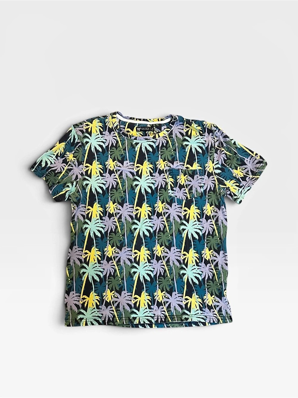 RF Brands Short Sleeve Palm Print Tee Size Medium Like New
